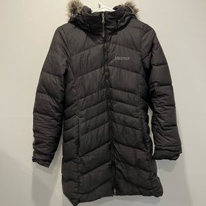 Marmot black down puffer jacket — size small